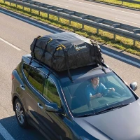 Outsunny Rooftop Cargo Carrier, 21 Cubic Feet Waterproof Soft-Shell Car Roof Storage Bag with Door Hooks, Anti-Slip Mat(m-10)