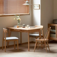 Extendable Dining Table with Diagonal Legs & Rounded Corners, Versatile Kitchen Table for 6-8 People, 59″ L x 31.5″ W x 29.5″ H, Light Oak(m-1)