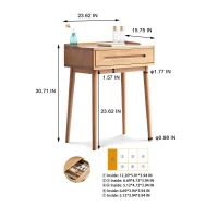 Compact Makeup Vanity Table with Storage Drawer, Assembled Nightstand with Desktop for Bedroom, 23.5″ L x 15.5″ W x 30.5″ H, Oak(m-3)