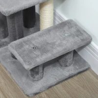 PawHut Cat Stairs with Sisal Scratching Post for High Bed Couch, Adjustable 3-Tier Pet Stairs, Grey(m-9)