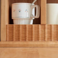 Solid Cup Storage Rack with Ample Shelving & Eco-Friendly Finish, Durable Cabinet for Dining Space, 24.5″ L x 6″ W x 22″ H, Natural Cherry(m-6)