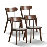 4-Piece Dining Chair Set with Ergonomic Curved Back, Comfortable Side Chair Set with Rounded Edges, 19.5″ L x 18.5″ W x 31.5″ H, Walnut(m-2)