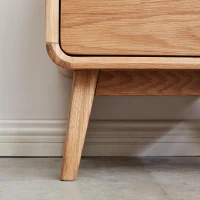 Solid Nightstand with Open Shelf & Cable Management Hole, Modern Bedside Cabinet for Compact Rooms, 16.5″ L x 13.5″ W x 23″ H, Natural(m-5)