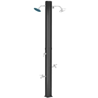 Outsunny 9.2 Gallon Slolar Heated Outdoor Shower with 2 Free-Rotating Shower Heads and Foot Showers for Poolside Beach Spa, 7.1ft(m-11)