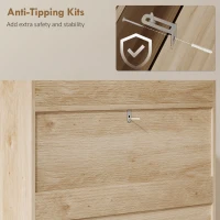 HOMCOM Shoe Cabinet with 2 Flip Drawers, Boho Narrow Shoe Storage Cabinet, Oak(m-9)