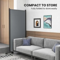 Outsunny Folding Room Divider with Castor Wheels, Rolling Privacy Screen for Home Office Bedroom, 6ft Tall(m-7)