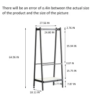 Solid Oak Clothes Rack with Handcrafted Rattan Hangers, Standing Garment Rack for Clothes, Bags & Shoes, 27.5″ L x 18″ W x 65″ H, Black(m-3)