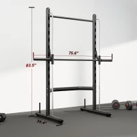 Soozier Squat Rack with Pull Up Bar and Barbell Bar Adjustable Bench Press Multi-Function Weight Lifting Half Rack Black(m-3)