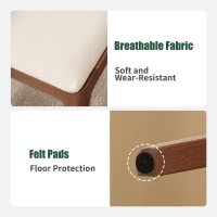 Solid Bedroom Vanity Stool with 2.5" Thick High-Density Foam, Cushioned Seat for Entryway or Bedroom, 16.5″ L x 12″ W x 16.5″ H, Natural(m-6)