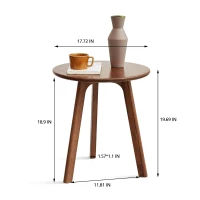 Stylish End Table with 3-Leg Stable Design & Non-Slip Pads, Versatile Side Table for Living or Bedroom, 17.5″ L x 17.5″ W x 19.5″ H, Walnut(m-3)