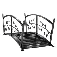 Outsunny 4 FT Metal Garden Bridge with Safety Railings, Outdoor Pond Bridge, Arch Decorative Footbridge for Creek Stream(m-11)