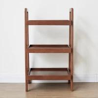 3-Tier Storage Shelf with Ladder-Style Shoe Rack, Waterproof Ladder Shelf with Easy-Clean Finish, 17.5″ L x 12.5″ W x 31.5″ H, Walnut(m-4)