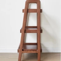 3-Tier Storage Shelf with Ladder-Style Shoe Rack, Waterproof Ladder Shelf with Easy-Clean Finish, 17.5″ L x 12.5″ W x 31.5″ H, Walnut(m-5)