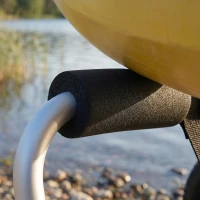 Soozier Kayak Cart, Foldable Canoe Trolley Cart with 10'' Solid Tires, Nonslip Support Foot & Tie-Down Straps, for Kayaks Canoes Paddleboards Float Mats Boats, Aluminum Frame(m-9)