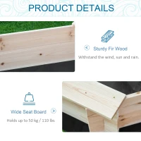 Outsunny Kids Sandbox with Cover, Wooden Sand Box with Seat, Outdoor Children Sand Pit for Backyard, Garden for Ages 3-8, Natural(m-6)