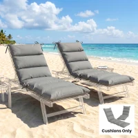 Outsunny Outdoor Lounge Chair Cushion with Zipper Reversible Chaise Lounge Cushion for Patio Indoor/Outdoor Dark Grey(m-8)