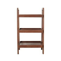 3-Tier Storage Shelf with Ladder-Style Shoe Rack, Waterproof Ladder Shelf with Easy-Clean Finish, 17.5″ L x 12.5″ W x 31.5″ H, Walnut(m-2)