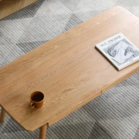 Modern Coffee Table with Mortise-and-Tenon Construction, Sturdy Center Table with Handy Lower Shelf, 39.5″ L x 19.5″ W x 17.5″ H, Oak(m-6)