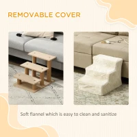 PawHut 3-Step Dog Ramp for Sofa, Bed, and Couch, Pet Steps Ladder with Removable Cover, Beige(m-5)