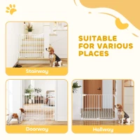 PawHut 29"-44" Wide Dog Gate, 29" H, Pet Gate with Auto-Close, Single Hand Operation, Wall-Mounted, No-Threshold Design(m-10)