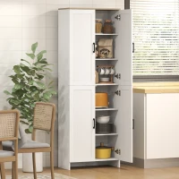 HOMCOM 67" 4-Door Kitchen Pantry Cabinet, Freestanding Storage Cabinet Cupboard with Adjustable Shelves, White(m-11)