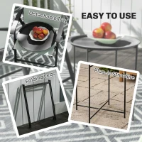 Outsunny 18" Outdoor Side Table with Removable Tray and Folding Legs, Indoor Outdoor for Balcony, Porch, Black(m-4)