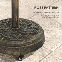 Outsunny Round Patio Umbrella Base, 46 lbs Resin Umbrella Base with Wheels, Outdoor Umbrella Stand for 1.3"/1.5"/1.9" Umbrella Poles for Outdoor, Lawn, Poolside, Bronze(m-7)