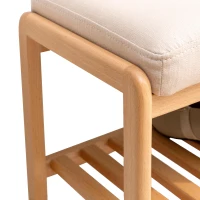 Versatile Shoe Bench with Memory Foam Cushion, Sturdy Shoe Rack with 2-Tier Shoe Storage, 23.5″ L x 12″ W x 16.5″ H, Natural(m-8)