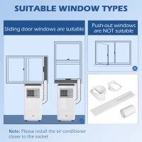 HOMCOM 10,000 BTU Moible Air Conditioner 440 Sq. Ft., Dehumidifier Fan Auto Sleep with 24H Timer On/Off, Window Kit, White(m-10)