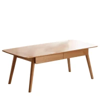 Modern Coffee Table with Mortise-and-Tenon Construction, Sturdy Center Table with Handy Lower Shelf, 39.5″ L x 19.5″ W x 17.5″ H, Oak(m-11)