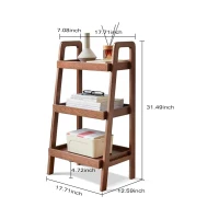 3-Tier Storage Shelf with Ladder-Style Shoe Rack, Waterproof Ladder Shelf with Easy-Clean Finish, 17.5″ L x 12.5″ W x 31.5″ H, Walnut(m-3)