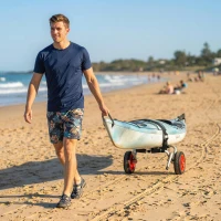 Soozier Kayak Cart, Foldable Canoe Trolley Cart with 10'' Solid Tires, Nonslip Support Foot & Tie-Down Straps, for Kayaks Canoes Paddleboards Float Mats Boats, Aluminum Frame(m-8)