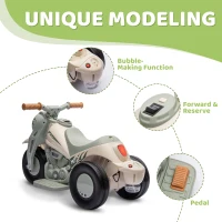 Qaba Ride On Motorcycle, 6V Ride on Bubble Car, 3 Wheeled Electric Motorcycle for Kids w/ LED Headlight, Music, Cream White(m-6)