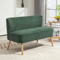 HOMCOM Modern 2 Seater Sofa, Upholstered Two Seater Couch with Rubber Wood Legs, Green(m-1)
