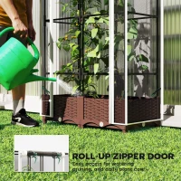 Outsunny Raised Garden Bed with Trellis, 46.5" Tomato Cage with Crop Cage, Self Watering Planter Box with Drainage Holes, White(m-7)