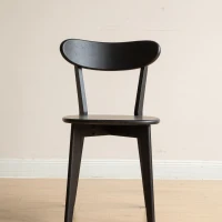 Solid Dining Chair with Ergonomic Curved Back & Removable Cover, Durable Chair with Non-Slip Feet, 18.5″ L x 22″ W x 30.5″ H, Black(m-7)