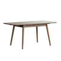 Extendable Dining Table with FAS-Grade Wood and Telescopic Top, Sturdy Center Table with Diagonal Legs, 63″ L x 31.5″ W x 29.5″ H, Walnut(m-2)