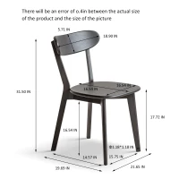 Solid Dining Chair with Ergonomic Curved Back & Removable Cover, Durable Chair with Non-Slip Feet, 18.5″ L x 22″ W x 30.5″ H, Black(m-3)