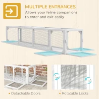 PawHut 79" Long Cat Tunnel, Cat shelter L- Shape with Extendable Design, Cat Enclosure for Indoor/Outdoor Use, White(m-6)