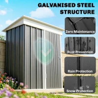 Outsunny Outdoor Sheds Storage, Small Steel Lean-to Shed with Adjustable Shelf, Lock, Gloves, 5' x 3' x 6', Dark Gray(m-4)
