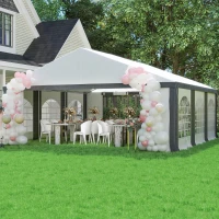 Outsunny 20' x 20' Heavy-duty Large Wedding Tent, Outdoor Carport Garage Party Tent, Patio Gazebo Canopy with Sidewall, Gray(m-9)