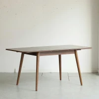 Extendable Dining Table with FAS-Grade Wood and Telescopic Top, Sturdy Center Table with Diagonal Legs, 63″ L x 31.5″ W x 29.5″ H, Walnut(m-4)