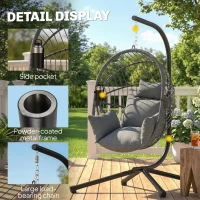 Outsunny Metal Stand Hanging Egg Chair, with Full Body Padded Seat - Grey(m-7)