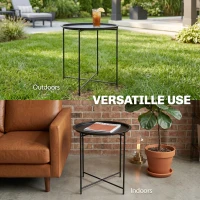 Outsunny 18" Outdoor Side Table with Removable Tray and Folding Legs, Indoor Outdoor for Balcony, Porch, Black(m-7)