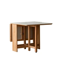 Solid Oak Extending Dining Table with Faux Rock Slab Top, Space-Saving Kitchen Table for 4-6 People, 559″ L x 31.5″ W x 29.5″ H, Light Oak(m-13)