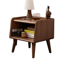 Durable European Beech Nightstand with Hardwax Oil Finish, Compact Storage Cabinet with Raised Edges, 13.5″ L x 15.5″ W x 15.5″ H, Natural(m-8)