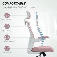 HOMCOM Ergonomic Office Chair, Swivel Desk Chair with Adjustable Lumbar Support, Headrest and Height, Flip-up Armrests, Pink(m-4)