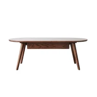 Compact Coffee Table with Storage Drawers and Rounded Edges, Sturdy Center Table with Handle-Free Design, 39.5″ L x 22″ W x 16.5″ H, Oak(m-2)