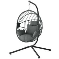 Outsunny Metal Stand Hanging Egg Chair, with Full Body Padded Seat - Grey(m-2)