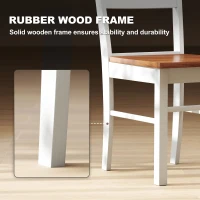 HOMCOM Farmhouse Dining Table Chairs, Set of 2 Rubber Wood Kitchen Table Chairs with Open Back for Living Room, Light Gray(m-6)